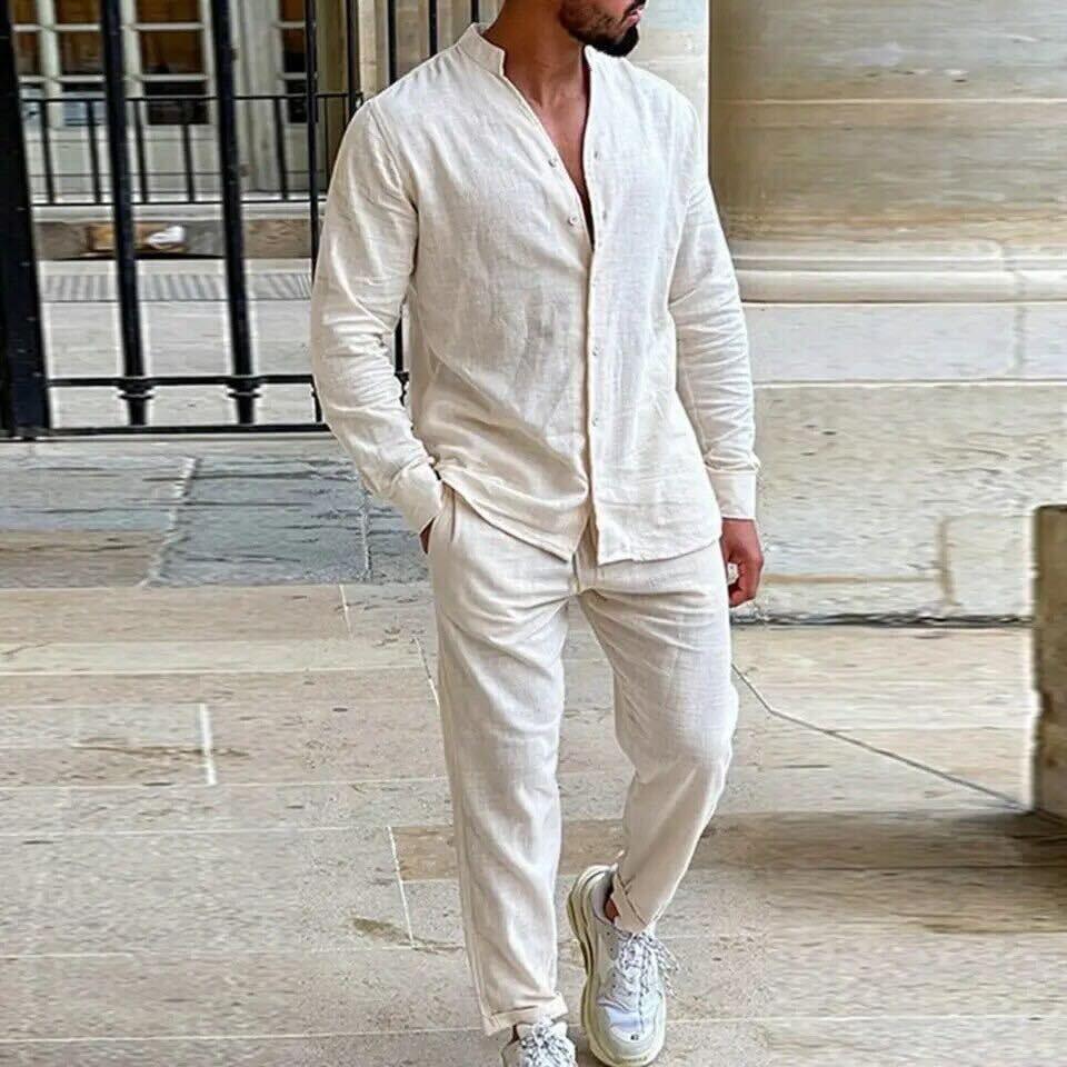 Men’s Linen Shirt and Pants Set for Comfortable Casual Wear Rebooters mens 2 piece set