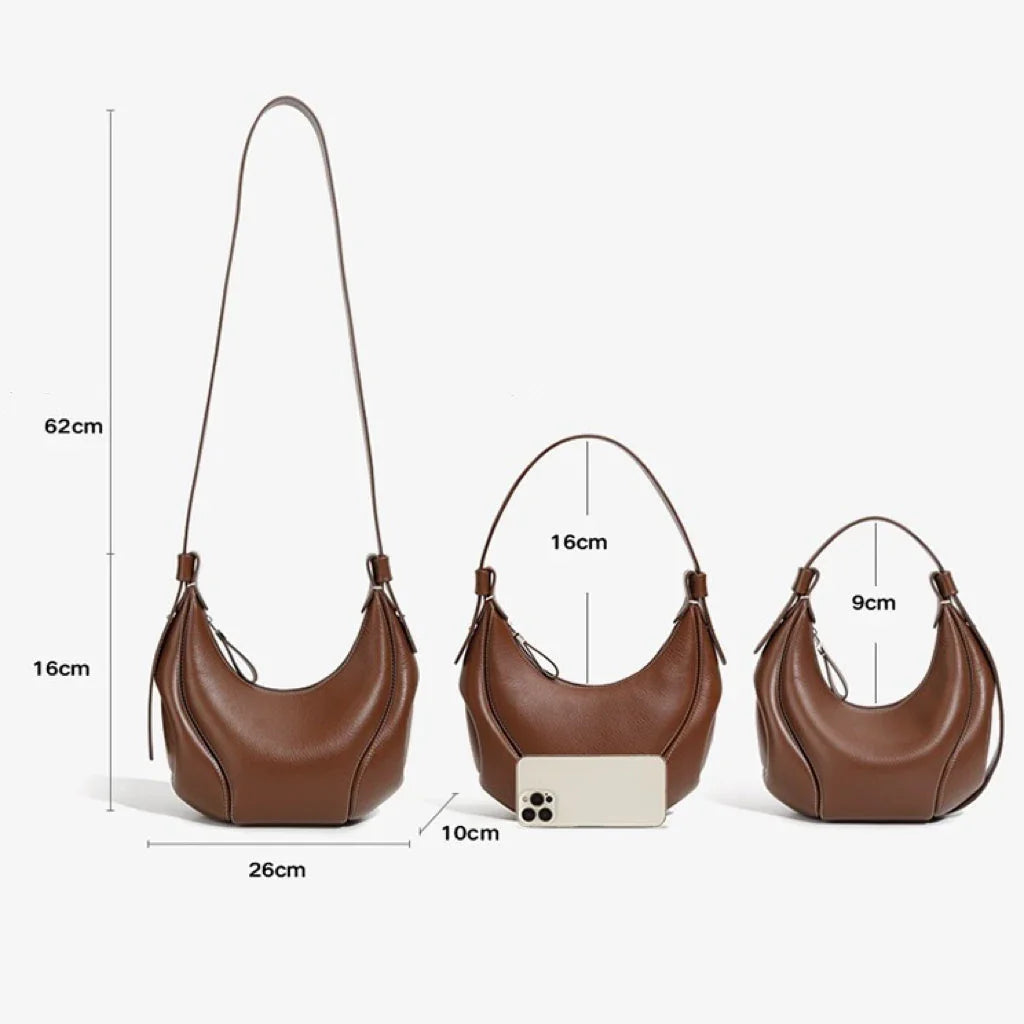 Giovanna Niche Vintage Leather Crescent Bag Rebooters