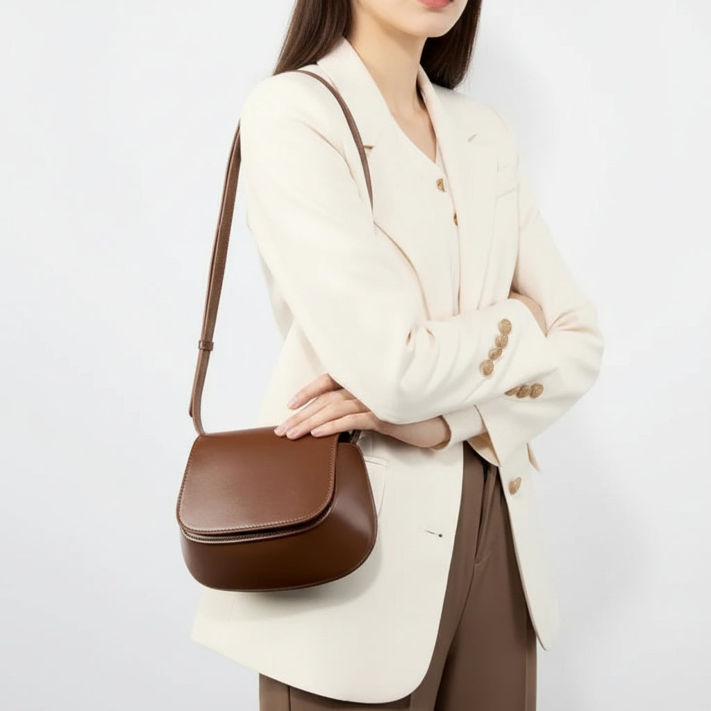 Giulia Chic Genuine Leather Saddle Bag Rebooters