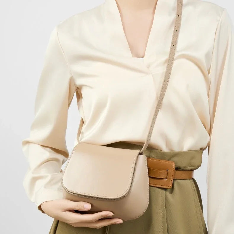 Giulia Chic Genuine Leather Saddle Bag Rebooters