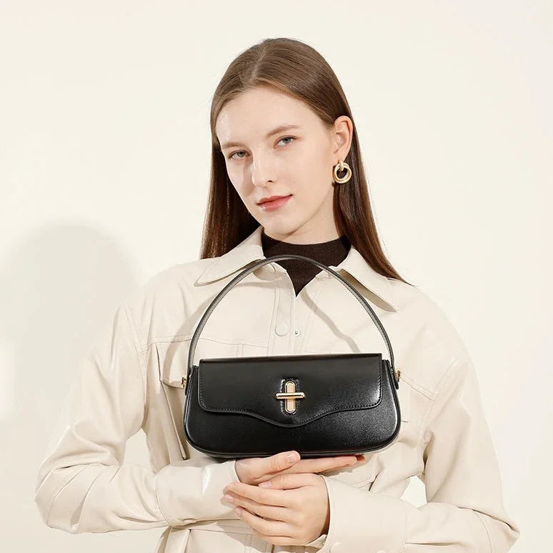 Luna Elegante Leather Baguette Bag Rebooters