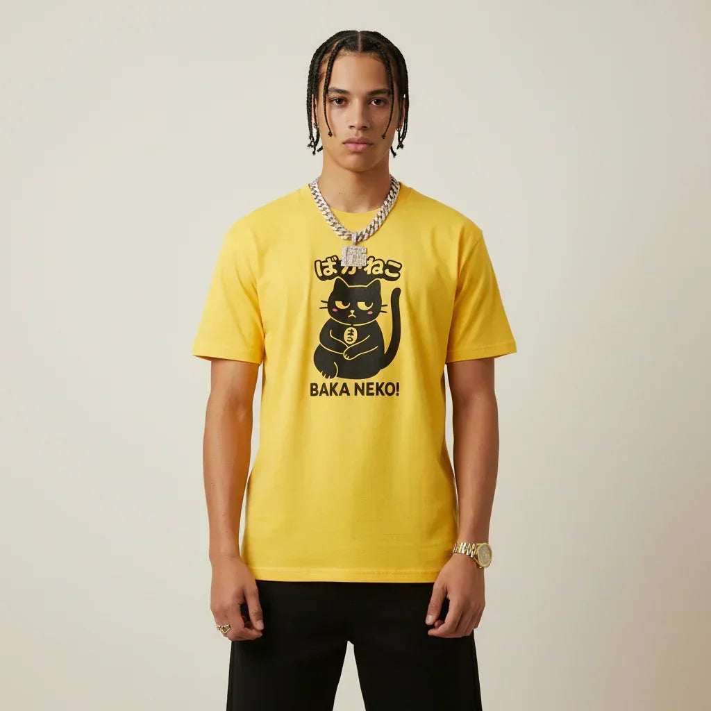 Japan T-Shirt Men’s Baka Neko Cat | Rebooters