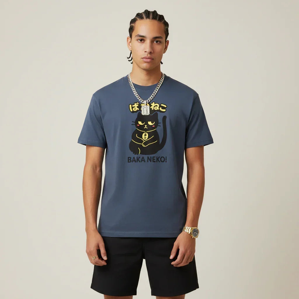 Japan T-Shirt Men’s Baka Neko Cat | Rebooters