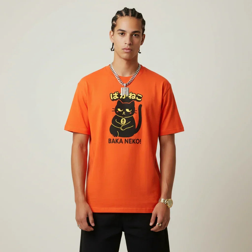 Japan T-Shirt Men’s Baka Neko Cat | Rebooters