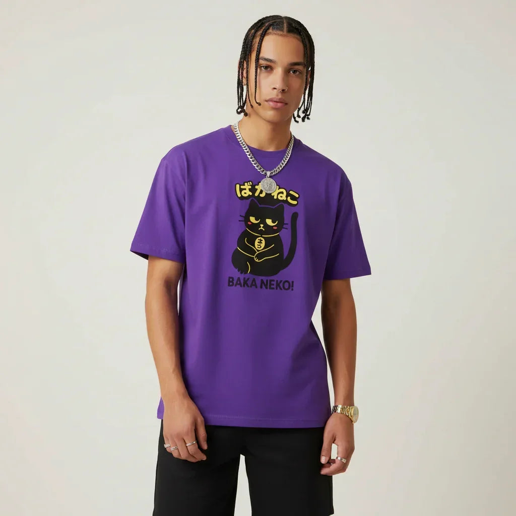 Japan T-Shirt Men’s Baka Neko Cat | Rebooters