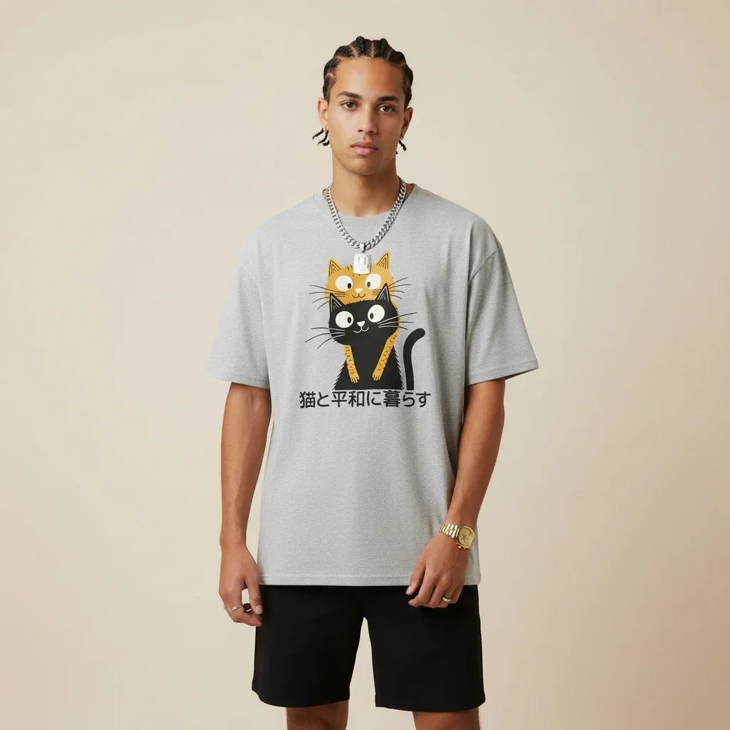 Japan T-Shirt Men’s Cat Hug | Rebooters
