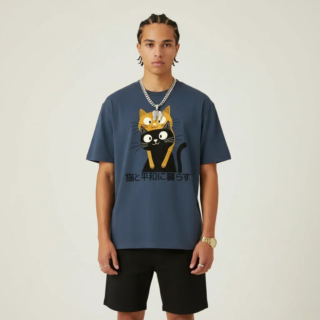 Japan T-Shirt Men’s Cat Hug | Rebooters