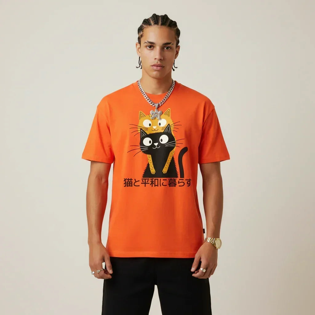 Japan T-Shirt Men’s Cat Hug | Rebooters