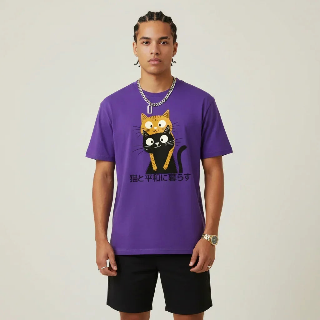 Japan T-Shirt Men’s Cat Hug | Rebooters