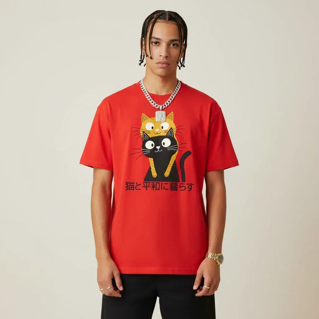 Japan T-Shirt Men’s Cat Hug | Rebooters