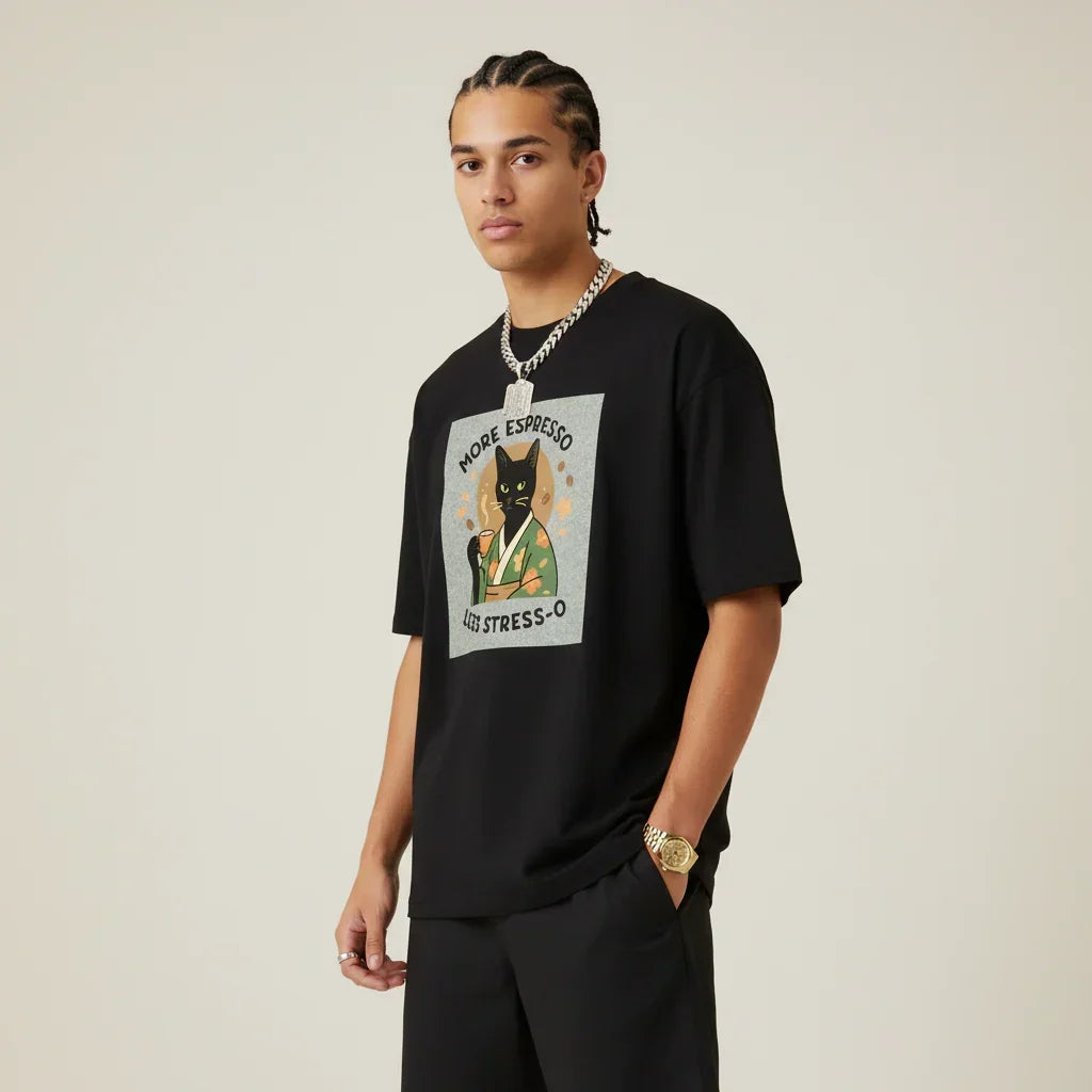 Japan T-Shirt Men’s Espresso Cat Kimono | Rebooters