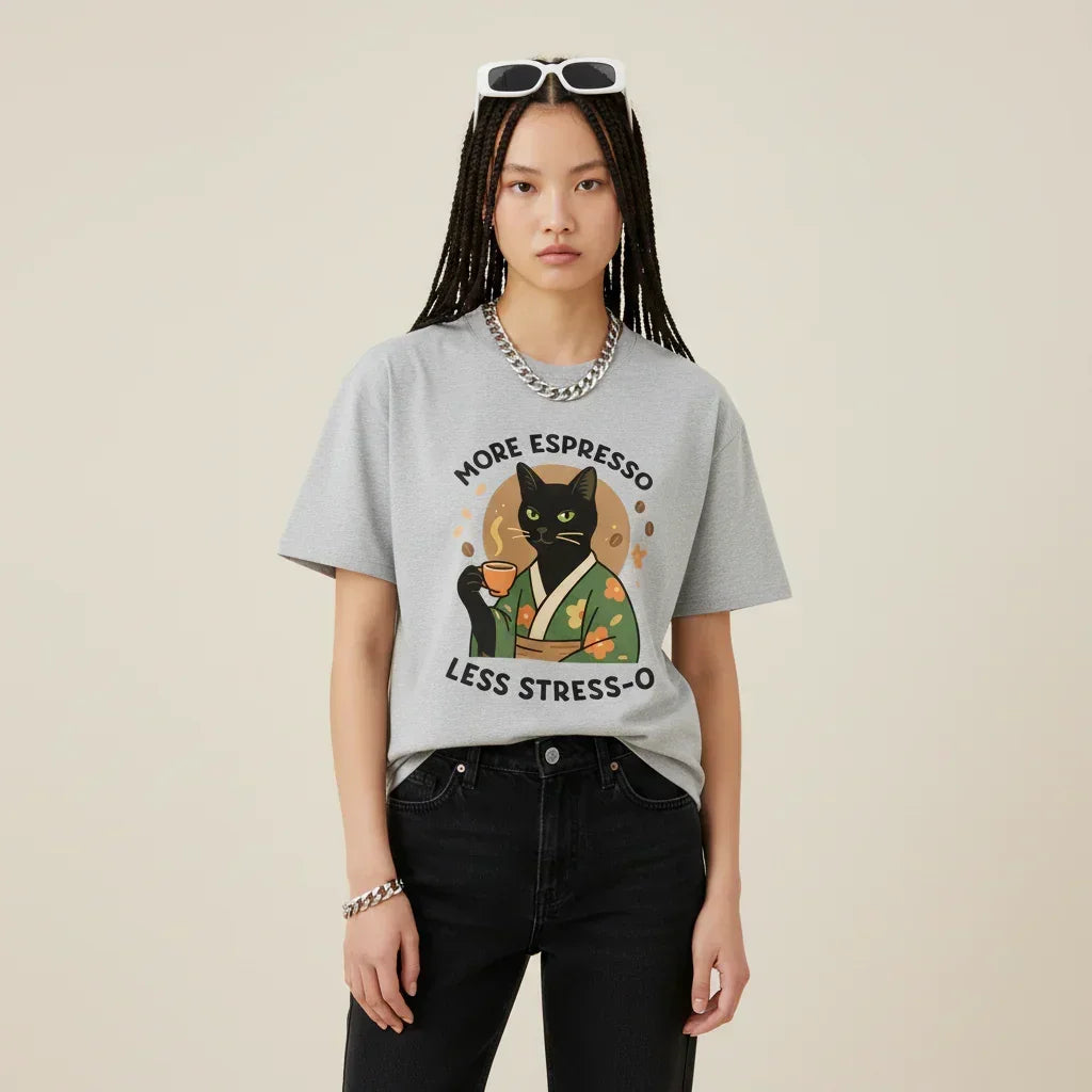 Japan T-Shirt Men’s Espresso Cat Kimono | Rebooters