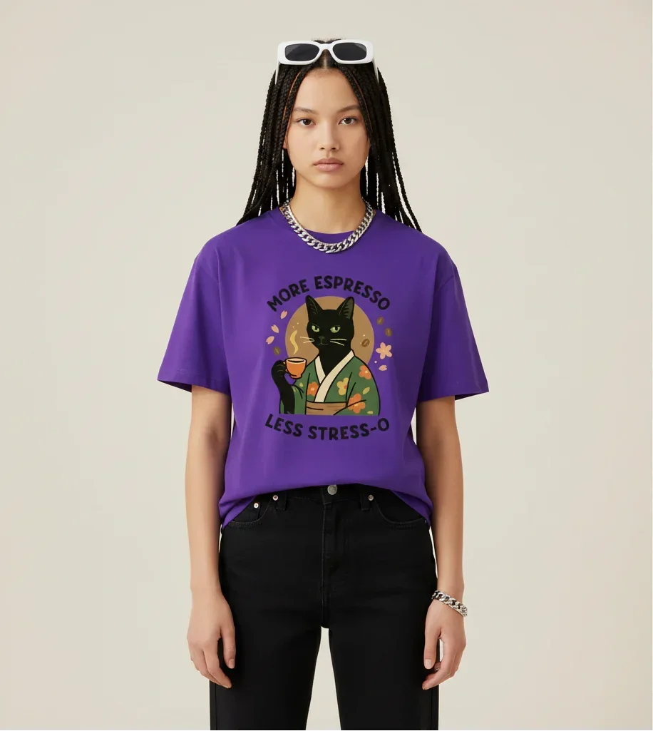 Japan T-Shirt Men’s Espresso Cat Kimono | Rebooters