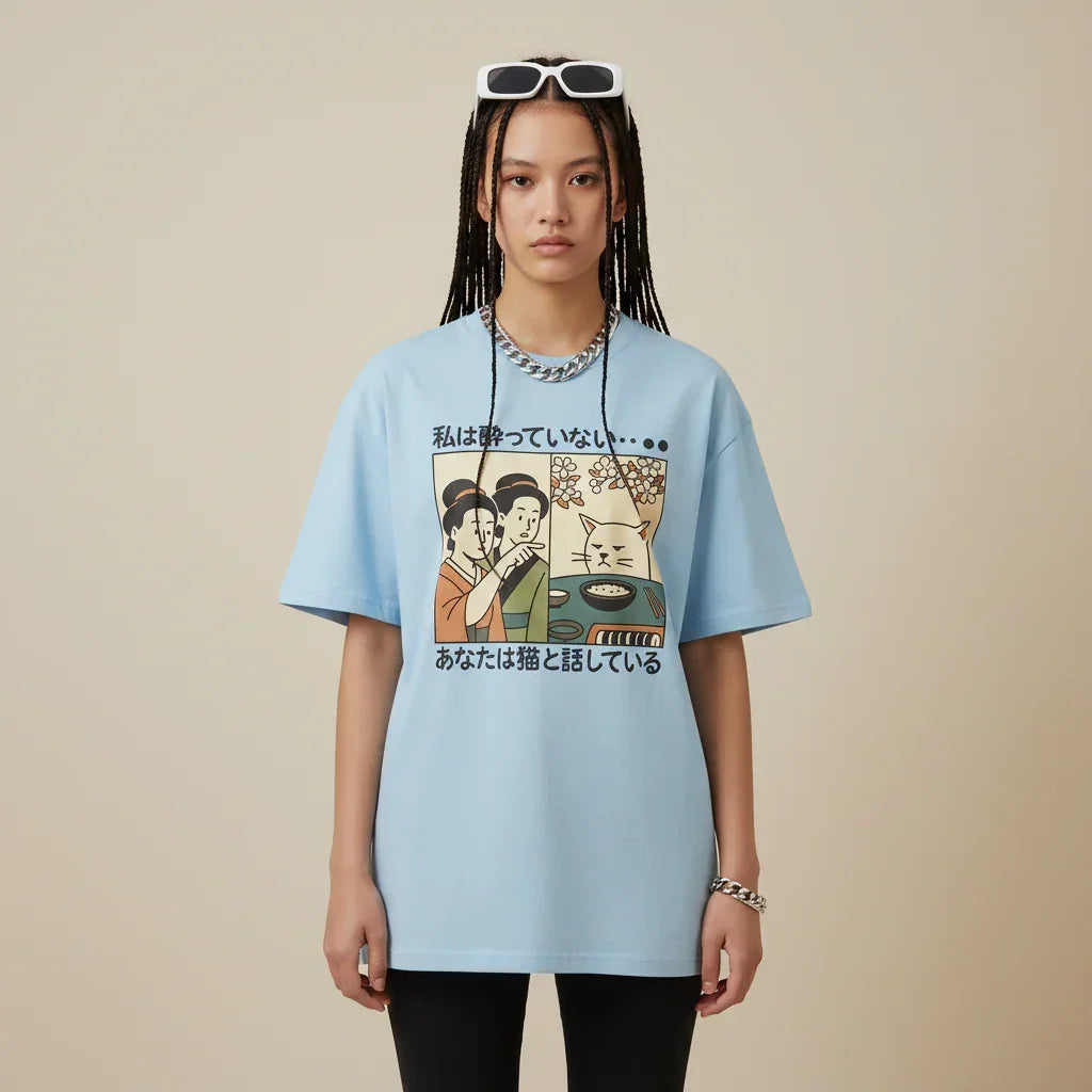 Japan T-Shirt Men’s Funny Cat Sushi Comic | Rebooters