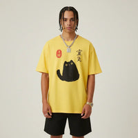 Japan T-Shirt Men’s Lucky Black Cat Lantern | Rebooters