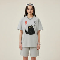 Japan T-Shirt Men’s Lucky Black Cat Lantern | Rebooters