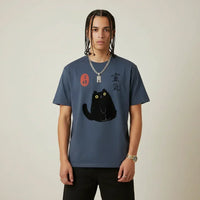 Japan T-Shirt Men’s Lucky Black Cat Lantern | Rebooters