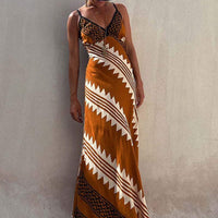 Millie Art-Inspired V-Neck Maxi Dress with Bold Statement Print - Rebooters -Women's Dresses