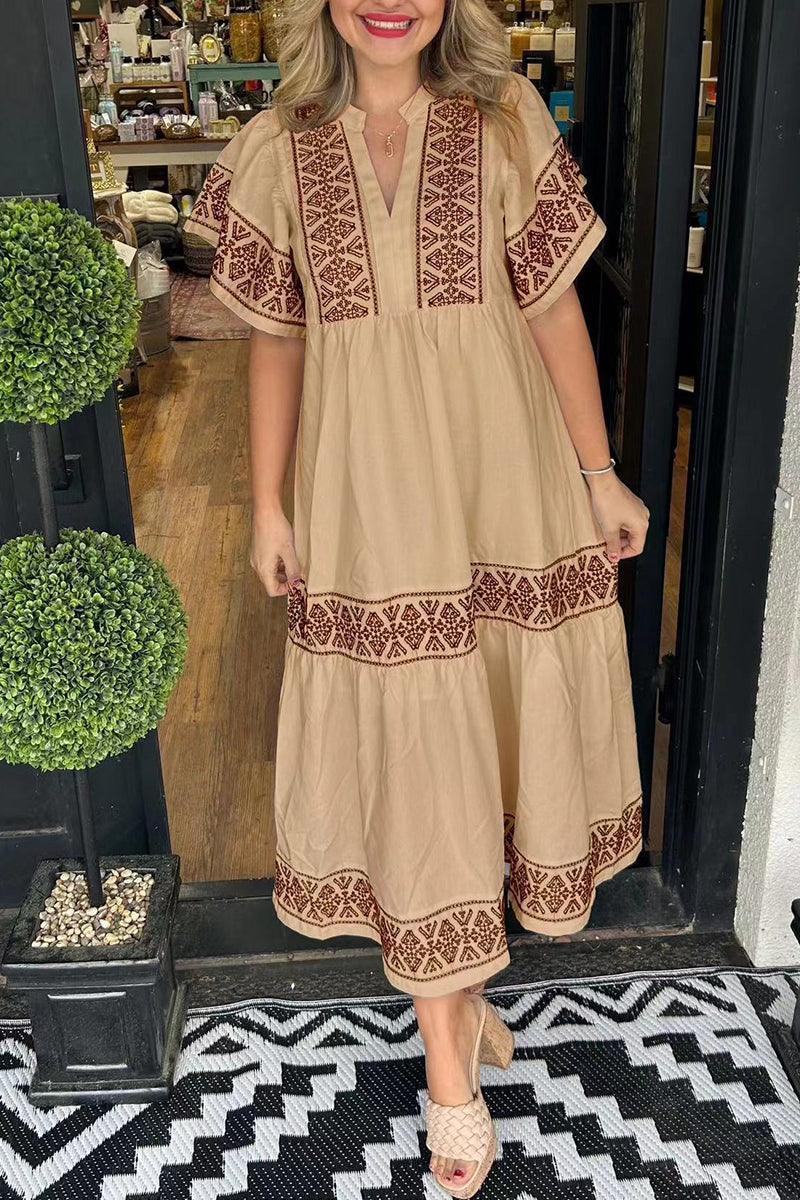 Thea Artisan Cotton Maxi Dress with Breezy Comfort for Summer - Rebooters -Women's Dresses