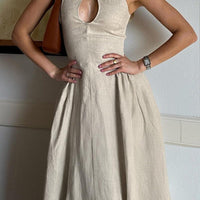 Robyn Vintage-Inspired Hollow Embroidered Midi Dress for Elegant Style - Rebooters -Women's Dresses