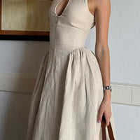 Robyn Vintage-Inspired Hollow Embroidered Midi Dress for Elegant Style - Rebooters -Women's Dresses