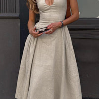 Robyn Vintage-Inspired Hollow Embroidered Midi Dress for Elegant Style - Rebooters -Women's Dresses