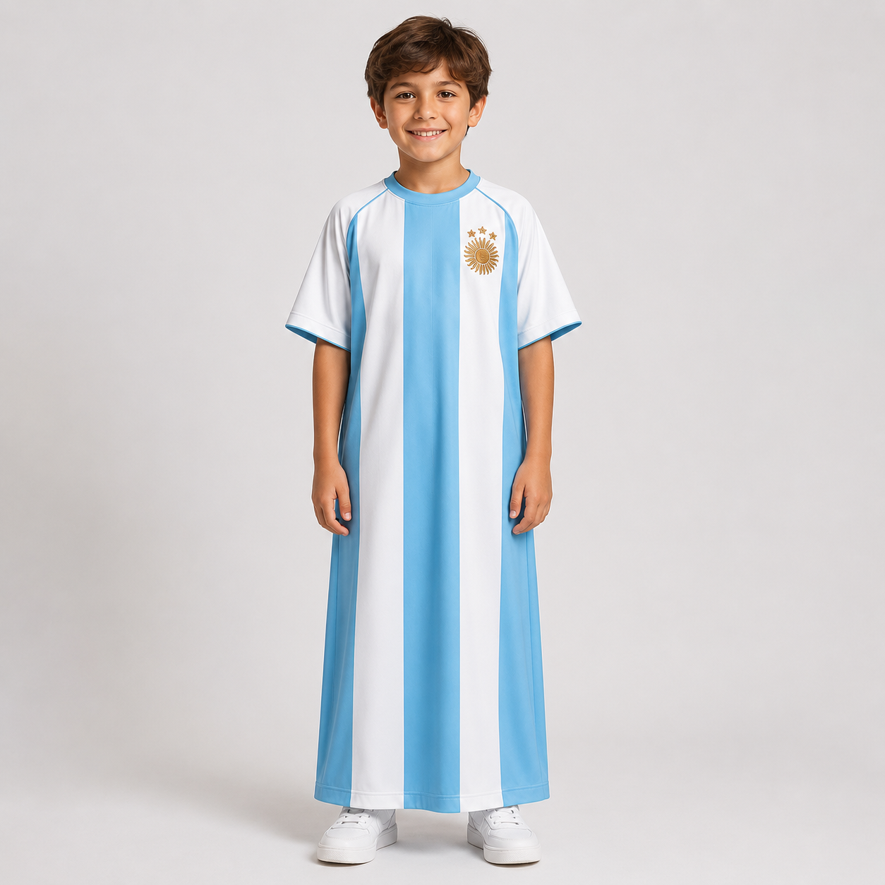 Kids Kaftan Boys Thobe Sky Blue Football Jersey Edition