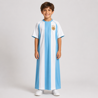 Kids Kaftan Boys Thobe Sky Blue Football Jersey Edition