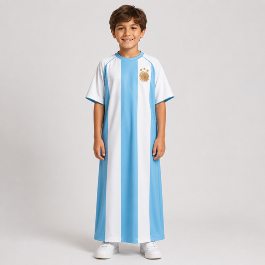 Kids Kaftan Boys Thobe Sky Blue Football Jersey Edition