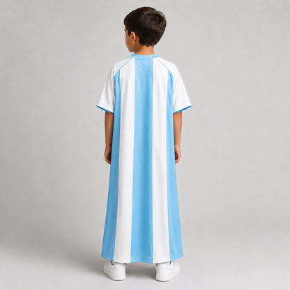 Kids Kaftan Boys Thobe Sky Blue Football Jersey Edition