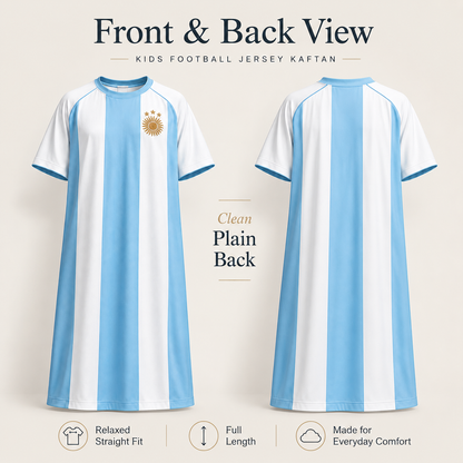 Kids Kaftan Boys Thobe Sky Blue Football Jersey Edition