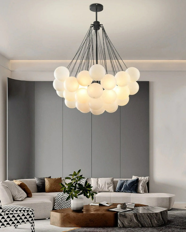 European Style White Flower Cluster Ball Glass Chandelier | Rebooters - Rebooters