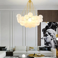 European Style White Flower Cluster Ball Glass Chandelier | Rebooters - Rebooters