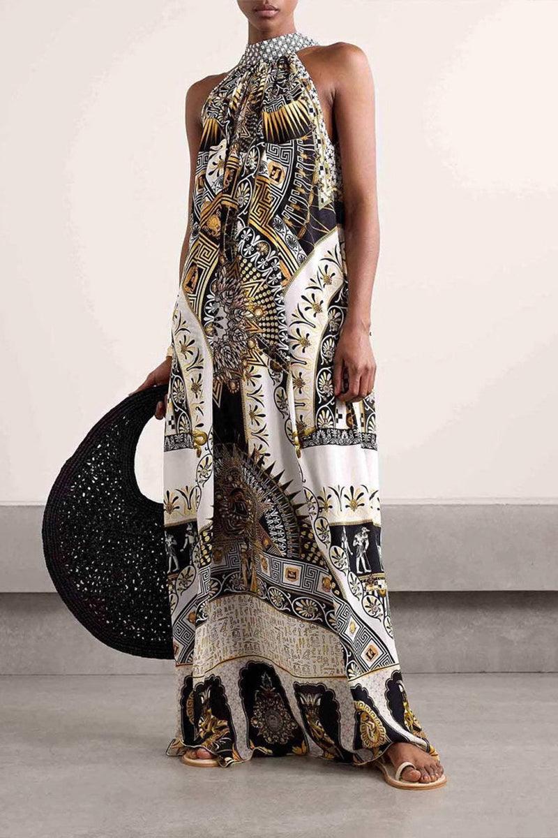 Eleanor Baroque Sleeveless Maxi Dress for Luxe Vacations Rebooters Maxi Women's Dresses