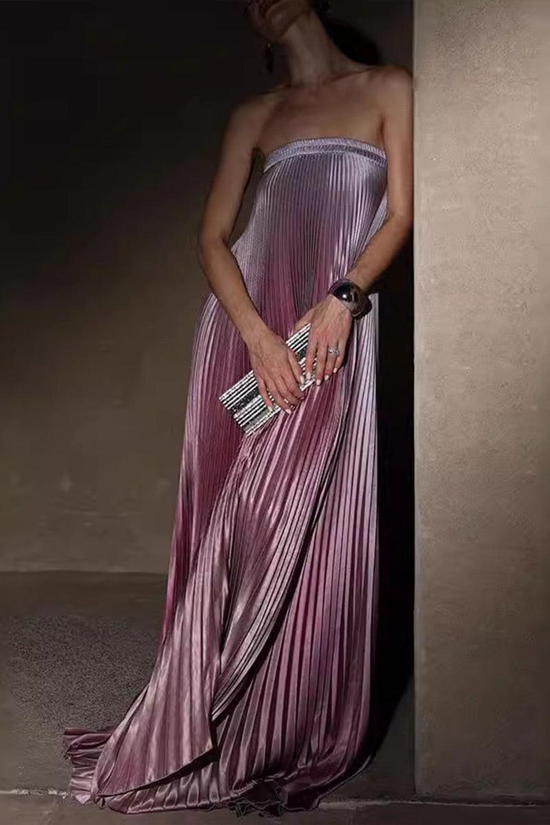 Elegant Hazel Ombre Pleated Tube Maxi Dress for Any Occasion Rebooters Maxi Women's Dresses