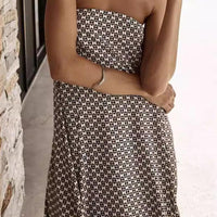 Alexa Elegant Strapless Geo Maxi Dress for Effortless Style Rebooters Maxi Women's Dresses