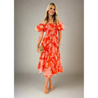 Mabel Flowing Off-Shoulder Maxi Dress with Vintage Puff Sleeves