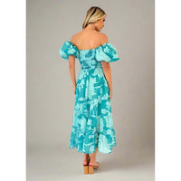 Mabel Flowing Off-Shoulder Maxi Dress with Vintage Puff Sleeves
