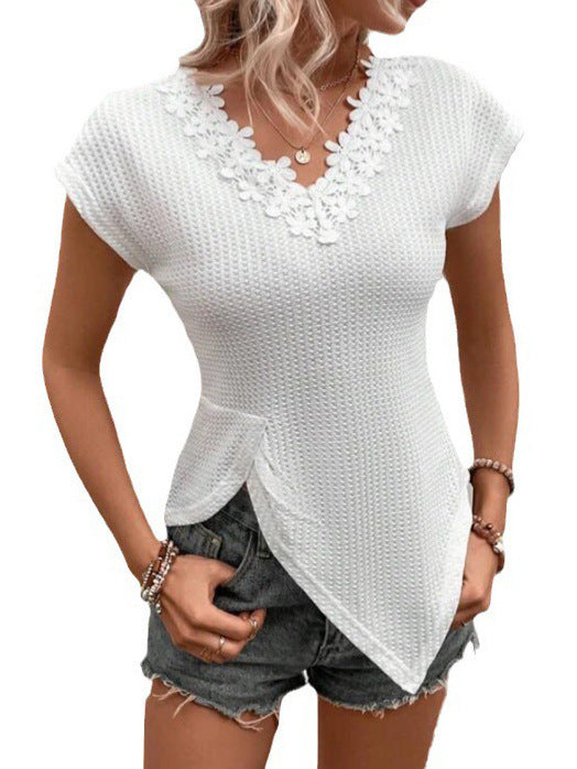 Elegant V-Neck Shirt Top for Women - Casual Chic Style - Rebooters