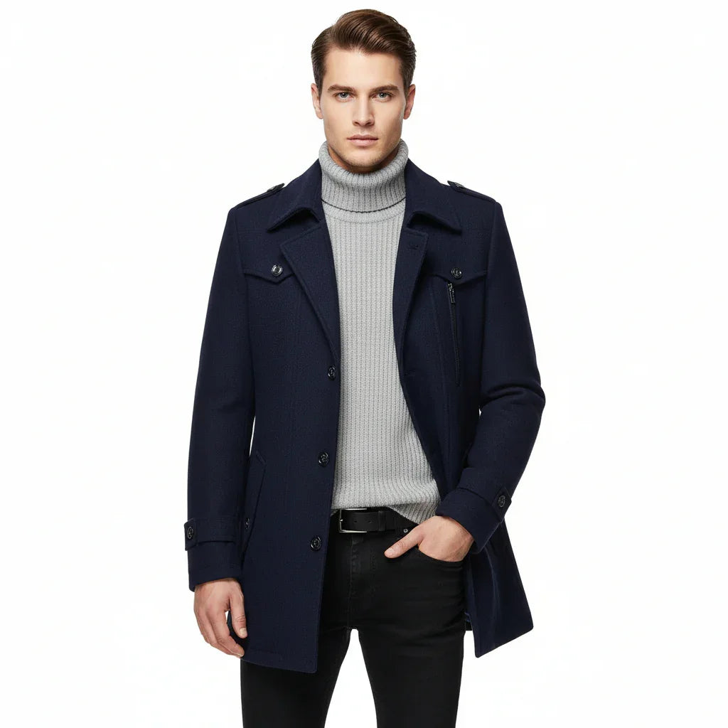 Men's Coat Winter Warm Jacket Akira Stylish Wool Blend - Rebooters