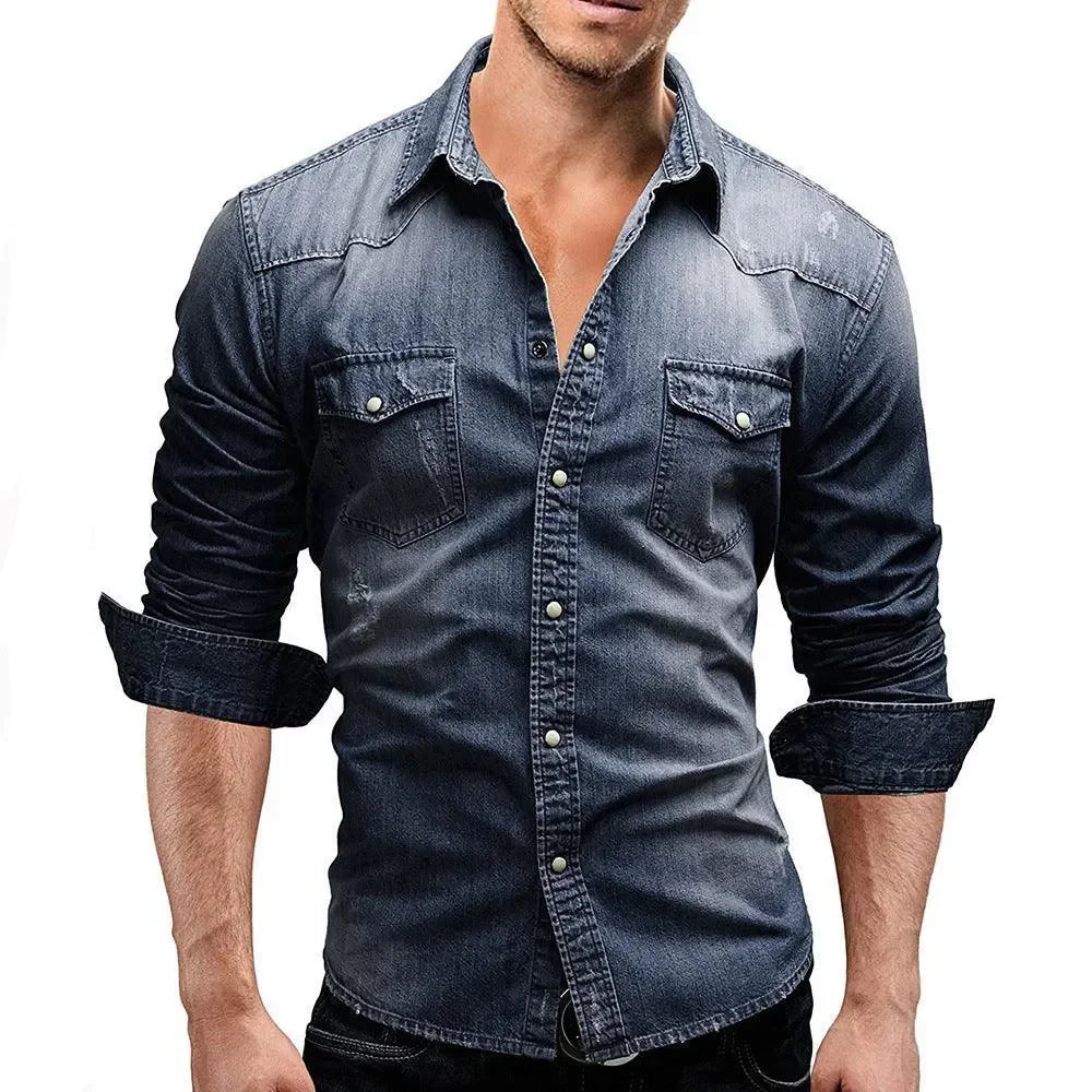 Men's Shirt Denim Retro | Hugo for Stylish Casual Wear Rebooters Mens Shirts