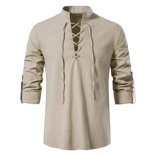 Men's Shirt Long-Sleeve Lace-Up | Gael for Stylish Comfort Rebooters Mens Shirts