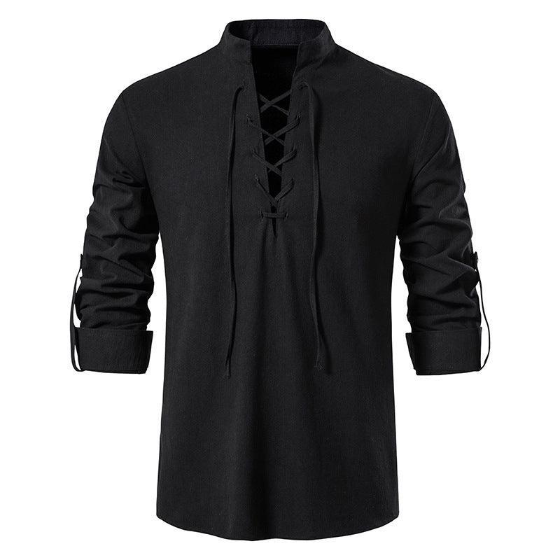 Men's Shirt Long-Sleeve Lace-Up | Gael for Stylish Comfort Rebooters Mens Shirts