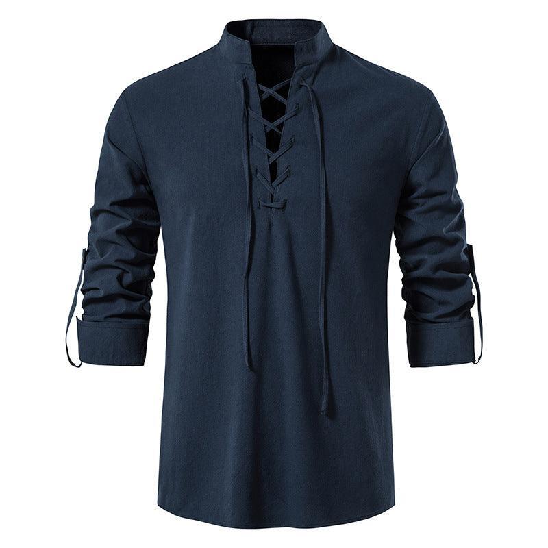 Men's Shirt Long-Sleeve Lace-Up | Gael for Stylish Comfort Rebooters Mens Shirts