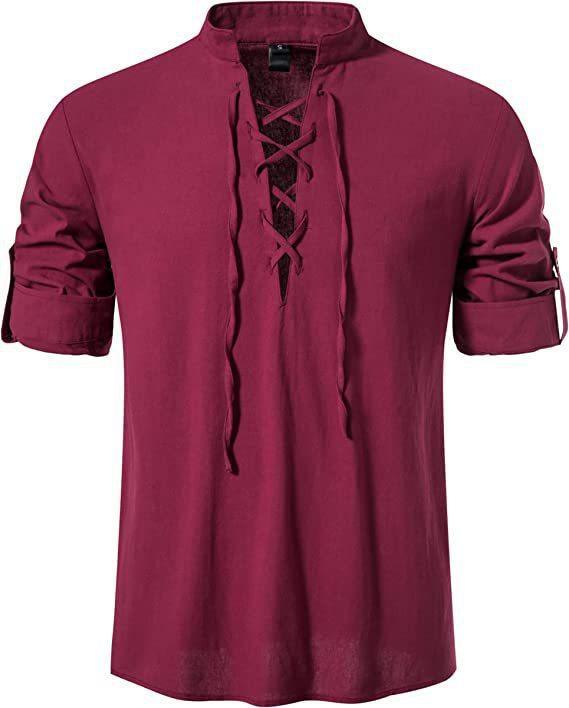 Men's Shirt Long-Sleeve Lace-Up | Gael for Stylish Comfort Rebooters Mens Shirts