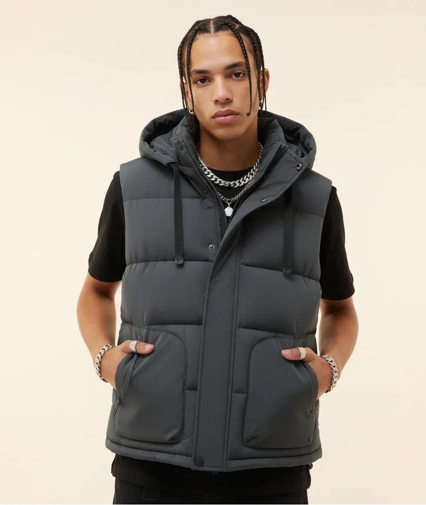 Mens puffer Jacket Hooded Vest
