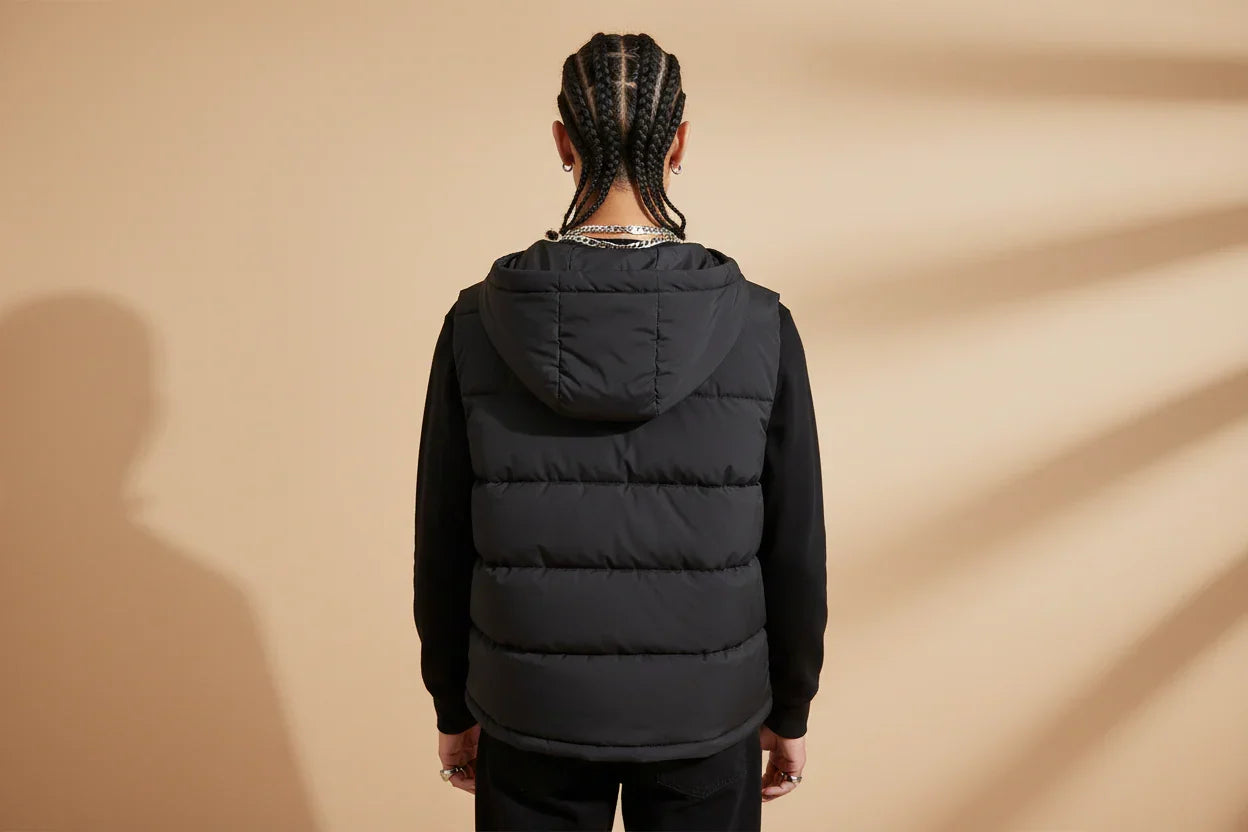 Men's Puffer Jacket Hooded Vest Gray