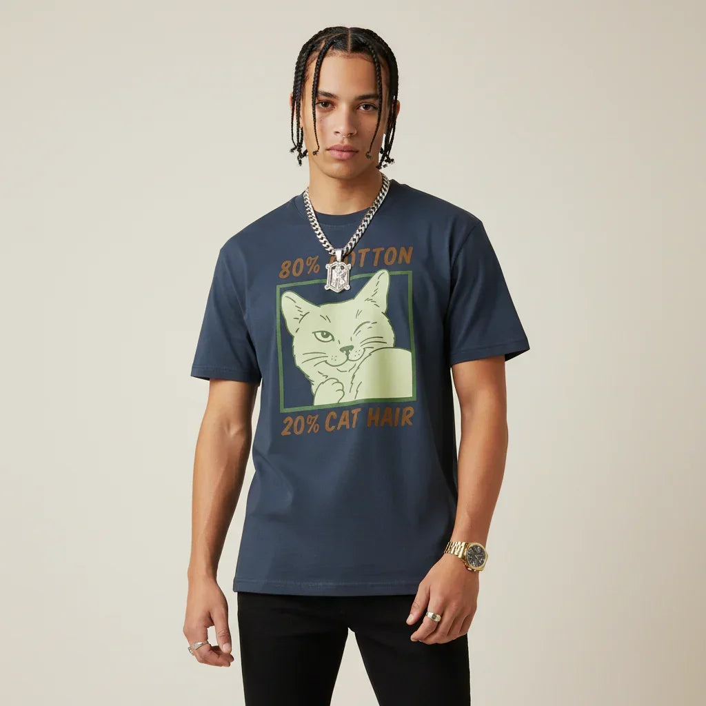 Men’s 80% Cotton 20% Cat Hair T-Shirt | Rebooters
