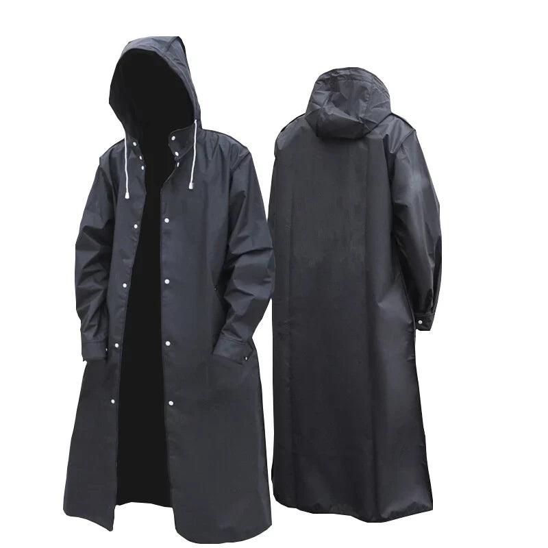 Men's Black Waterproof Autumn Winter Long Raincoat Jacket - Rebooters