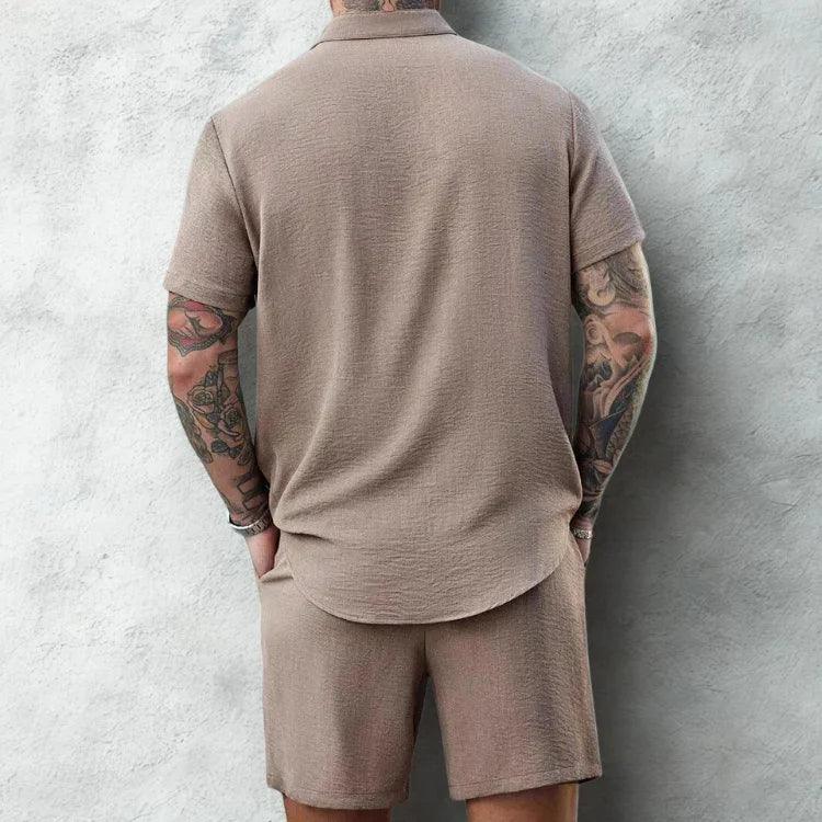 Men's Breathable Cotton Henley and Shorts Set for Casual Comfort Rebooters mens 2 piece set